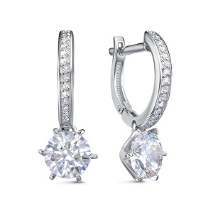 Серьги из серебра с фианитами
