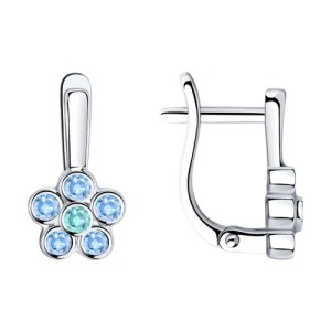 серьги из серебра с фианитами