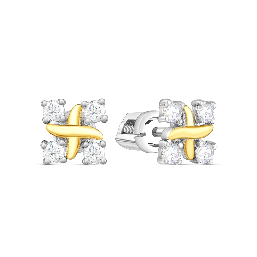 Серьги из серебра с фианитами