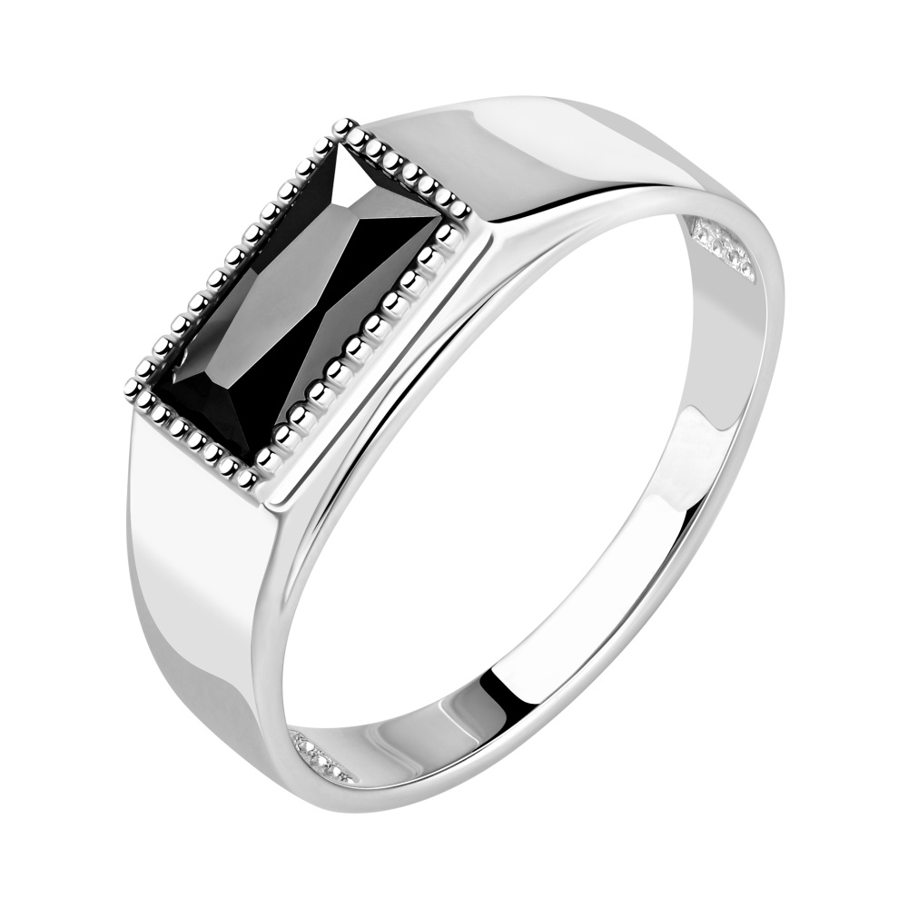 Печатка из серебра с фианитом