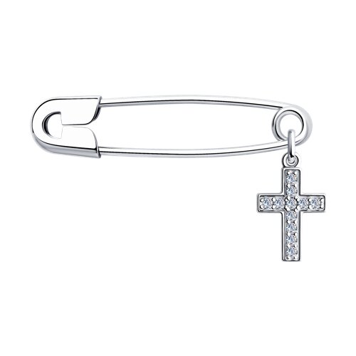 брошь из серебра с фианитами