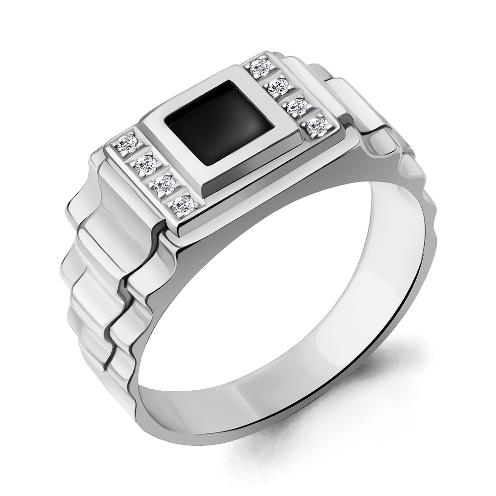 Печатка из серебра с фианитами