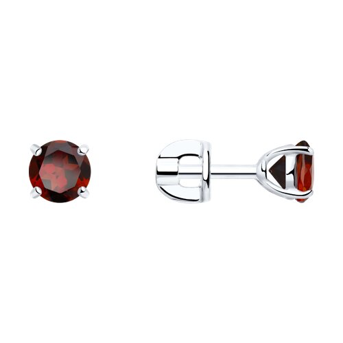 серьги-пусеты из серебра с гранатами