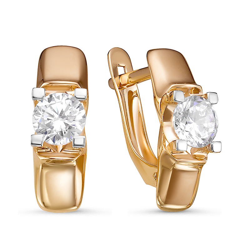 Серьги из золота с фианитами