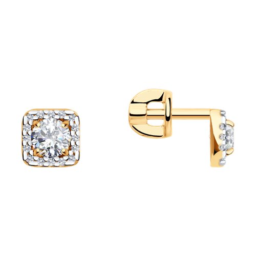 серьги-пусеты из золота с фианитами