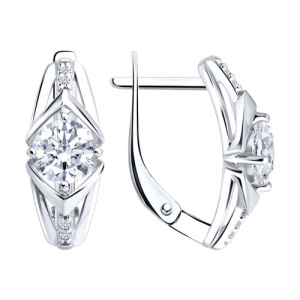 Серьги из серебра с фианитами