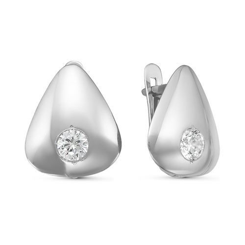 Серьги из серебра с фианитами
