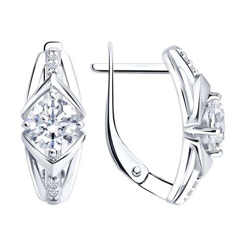 Серьги из серебра с фианитами