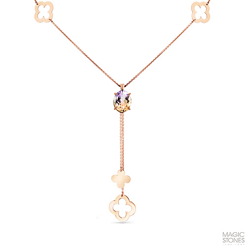 Колье из золота с аметрином (синт.)