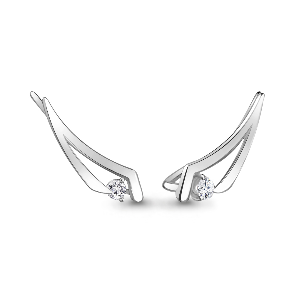 Серьги из серебра с фианитами