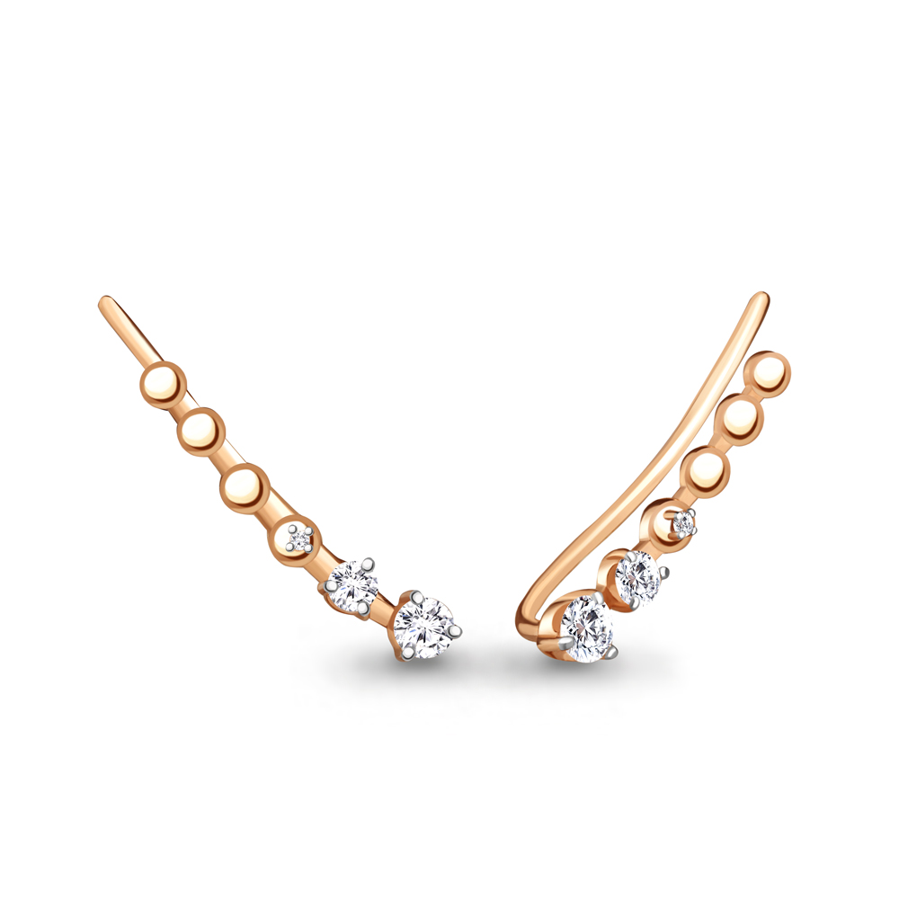 Серьги из золота с фианитами