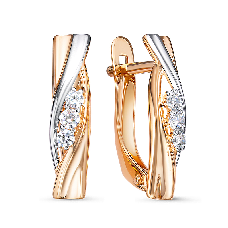 Серьги из золота с фианитами