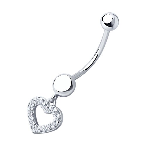 пирсинг из серебра с фианитами