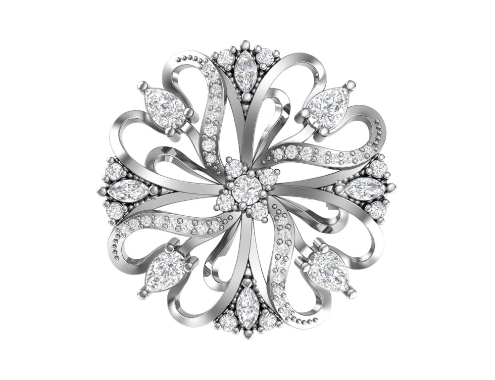 Брошь из серебра с фианитами