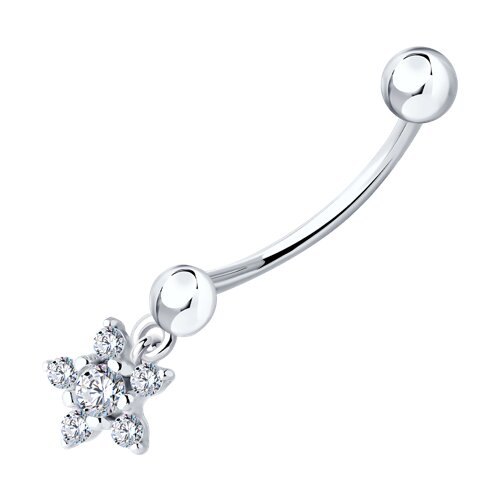 пирсинг из серебра с фианитами