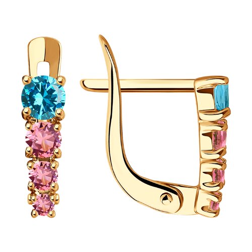 серьги из золота с зелеными фианитами