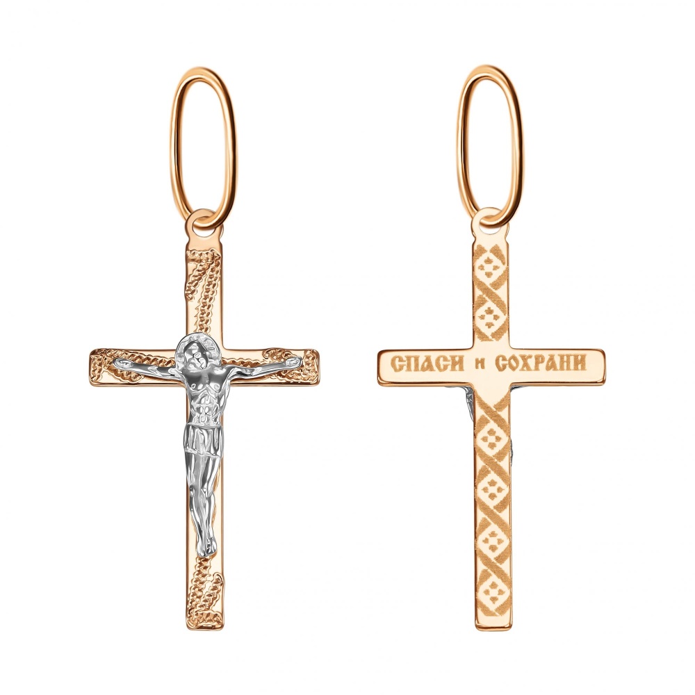 Крест из комбинированного золота