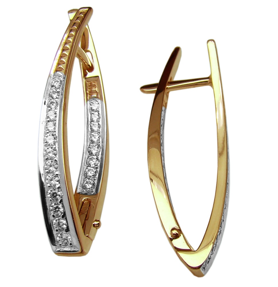 Серьги из серебра с фианитами