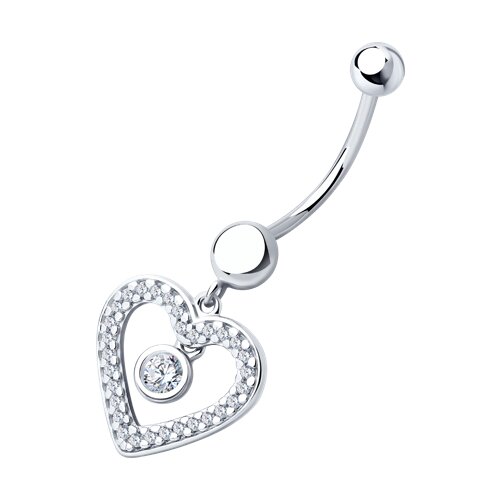 пирсинг из серебра с фианитами