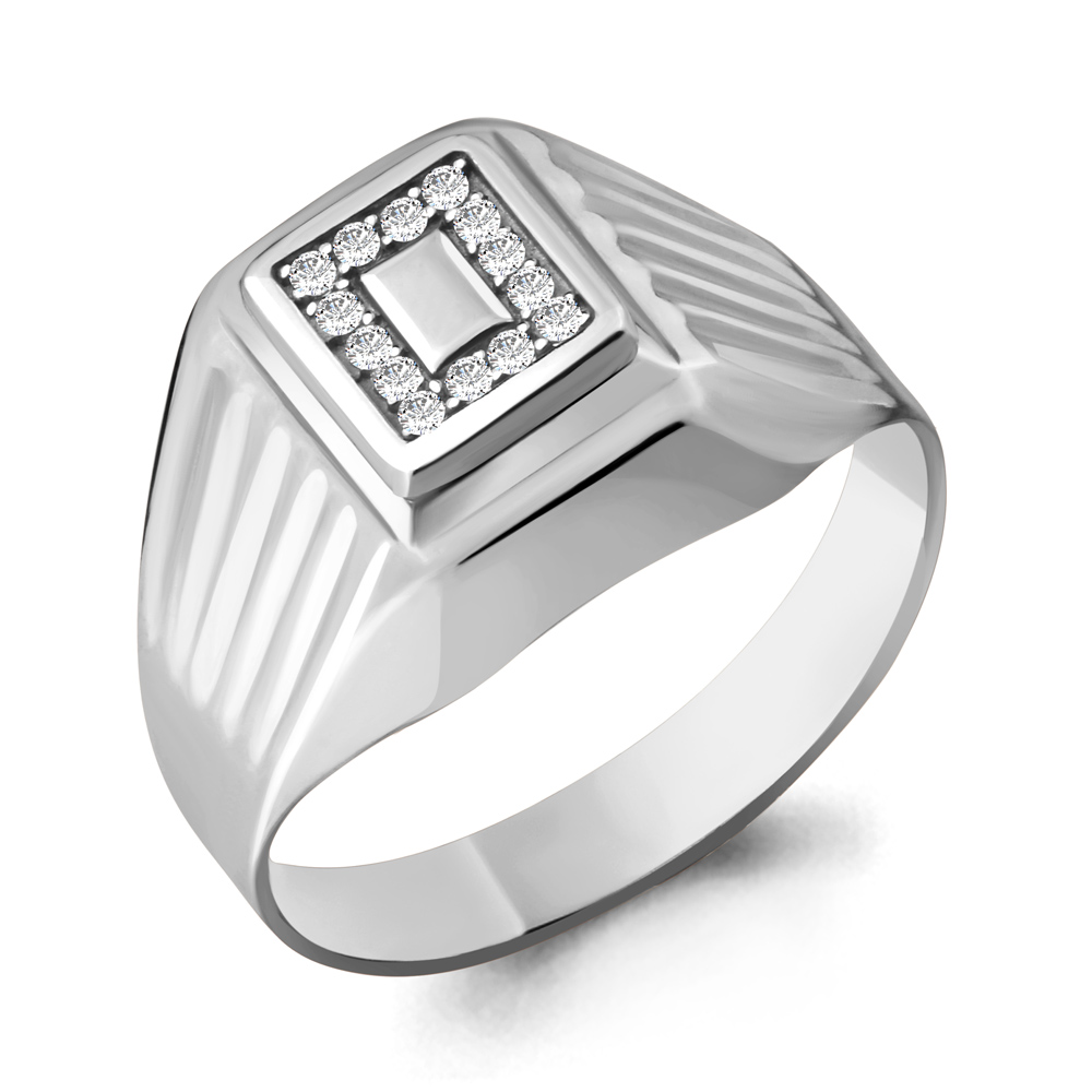 Печатка из серебра с фианитами