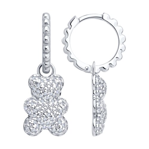 серьги из серебра с фианитами