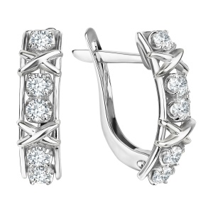 Серьги из серебра с фианиатми