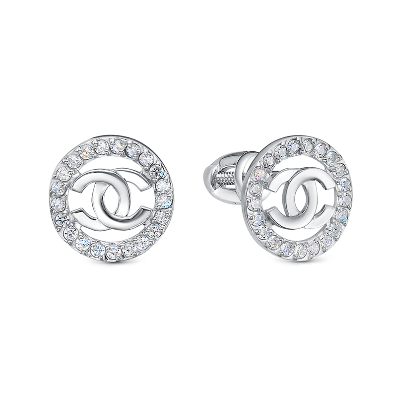 Серьги из серебра с фианитами