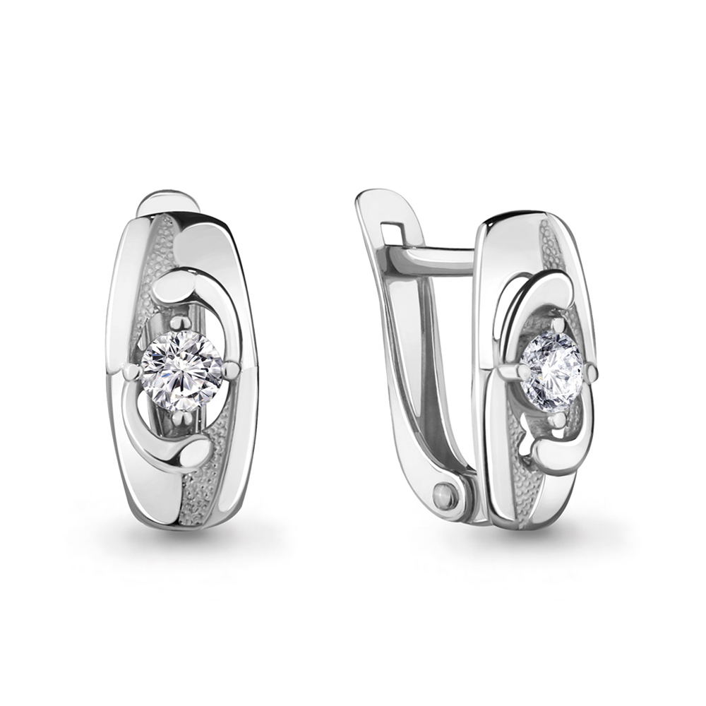 Серьги из серебра с фианитами