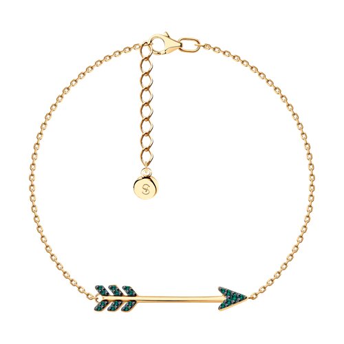 браслет из золочёного серебра с фианитами