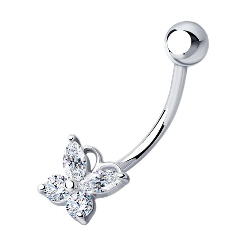 пирсинг из серебра с фианитами