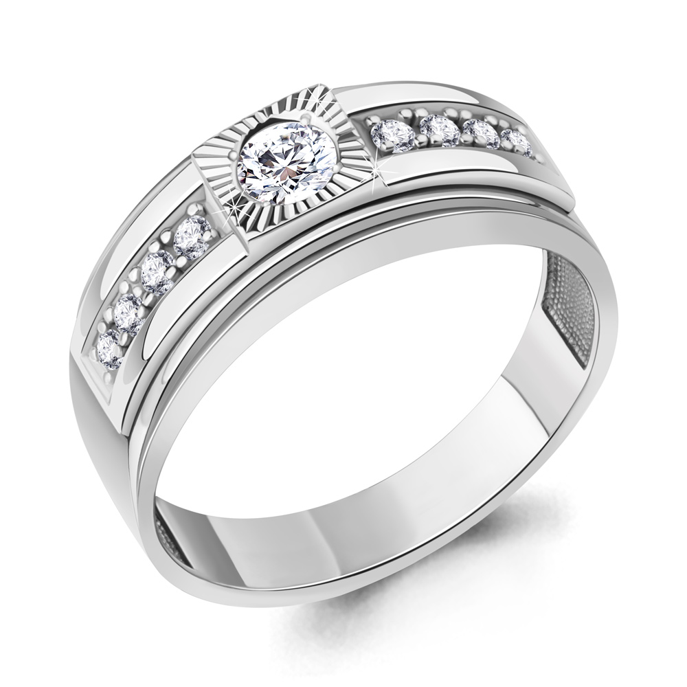 Печатка из серебра с фианитами