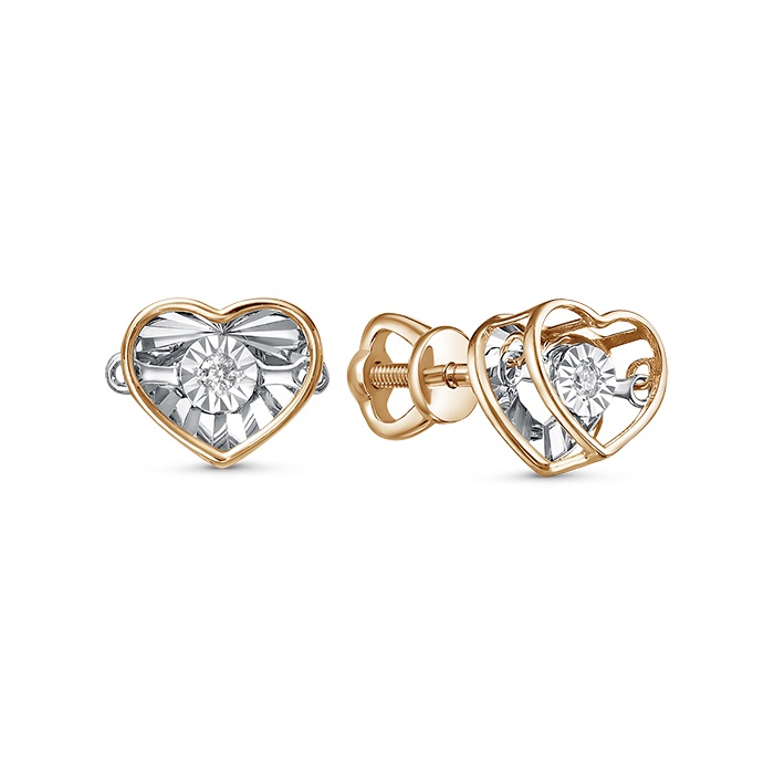 Пусеты из золота  с бриллиантами