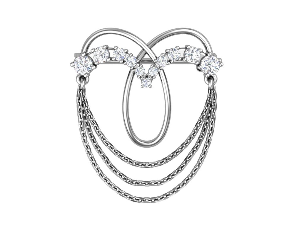 Брошь из серебра с фианитами