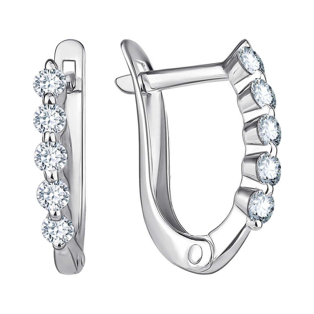 Серьги из серебра с фианитами