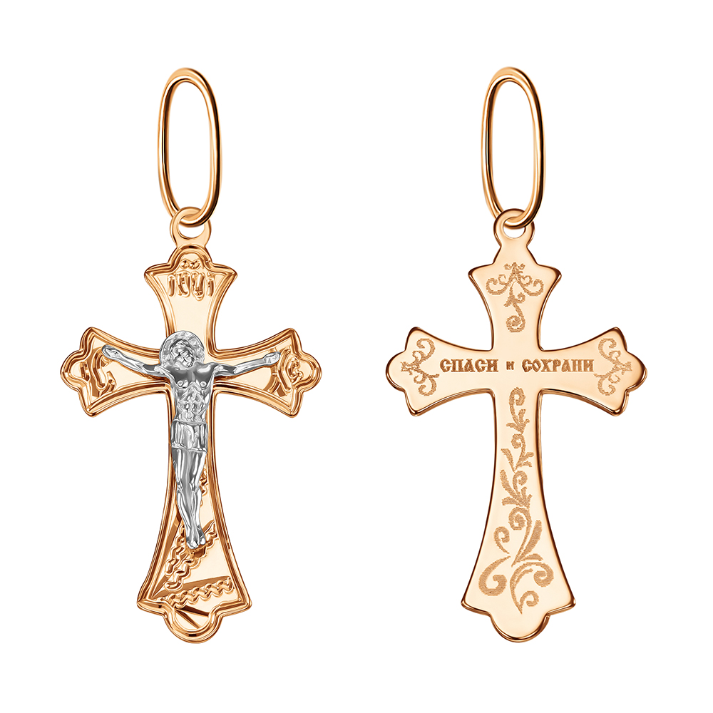 Крест из комбинированного золота