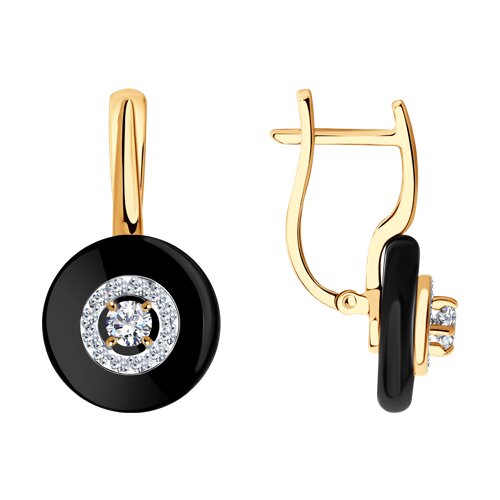 серьги золотые пробы 585 с агатом