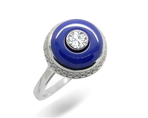 Кольцо из серебра с керамикой и фианитами