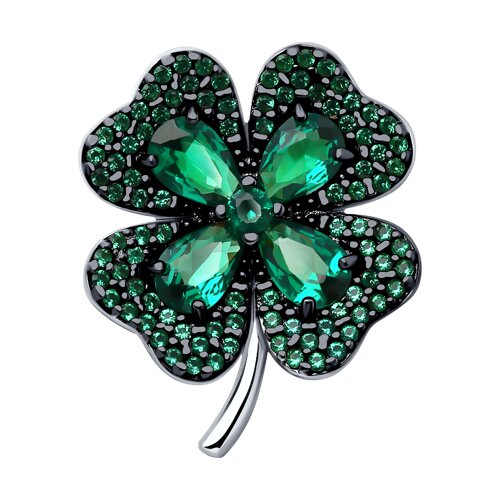 брошь из серебра с фианитами