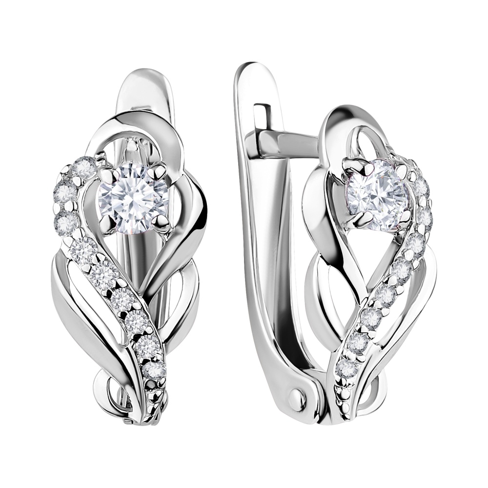 Серьги из серебра с фианитами