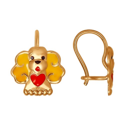 Детские серьги из золота с эмалью