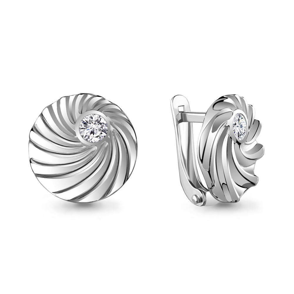 Серьги из серебра с фианитами