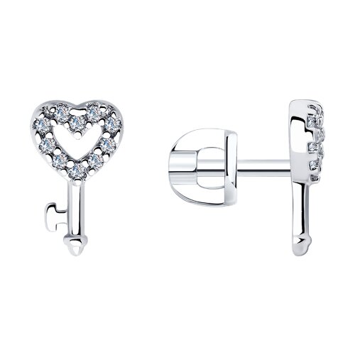 серьги из серебра с фианитами