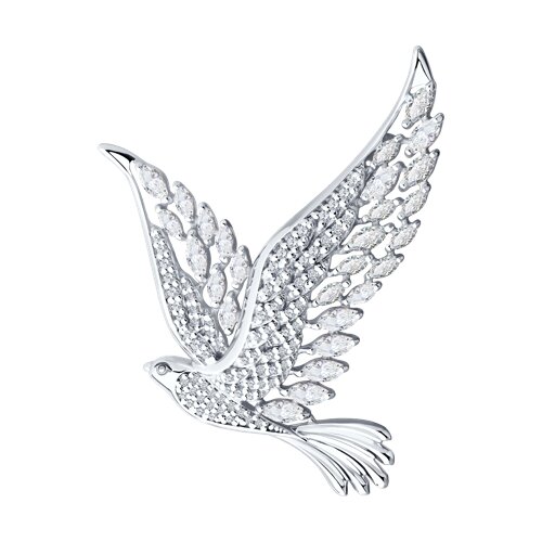 брошь из серебра с фианитами