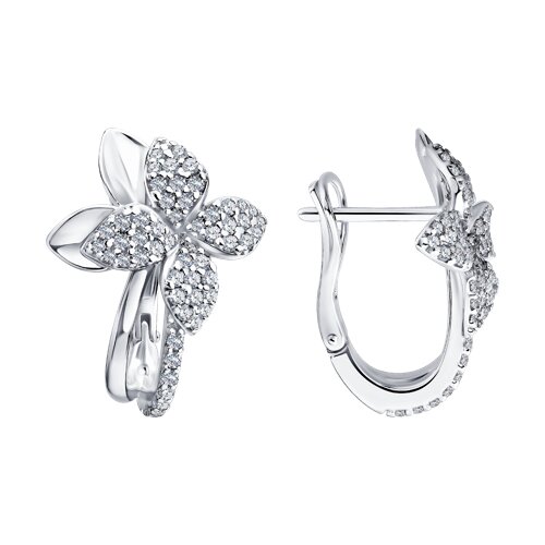 серьги из серебра с фианитами