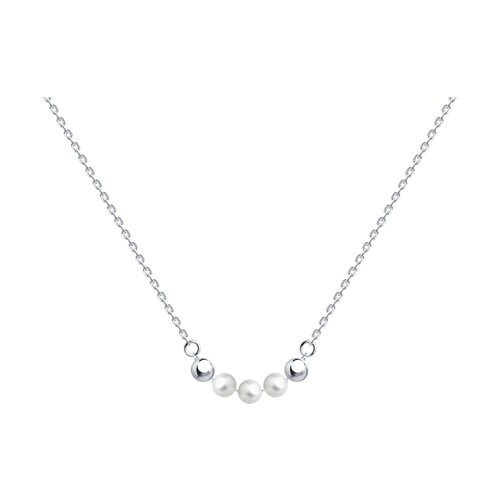 Колье из серебра с жемчугом swarovski