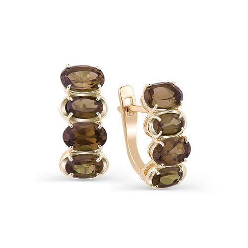 Серьги из золота с раухтопазами