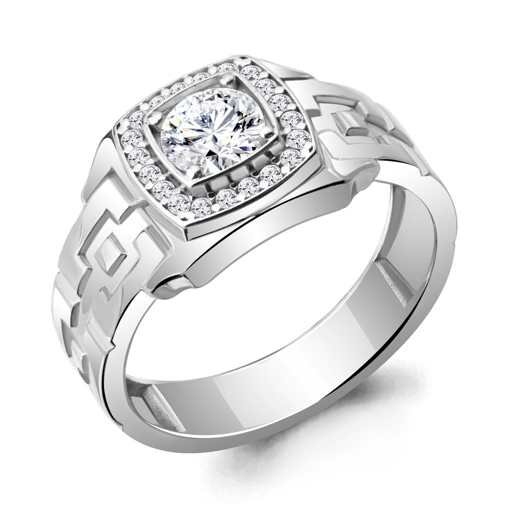 Печатка из серебра с фианитами