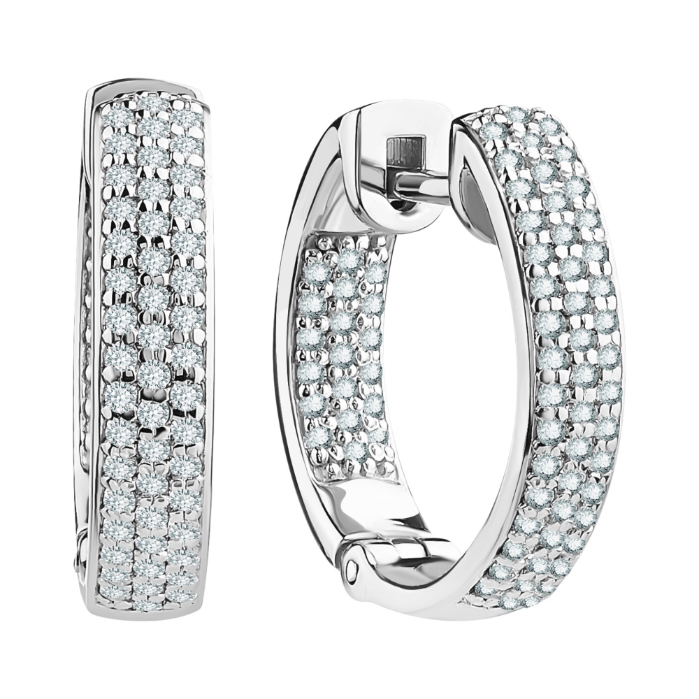 Серьги из серебра с фианитами