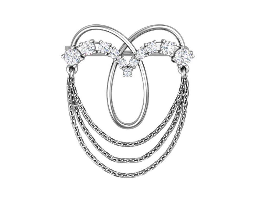 Брошь из серебра с фианитами