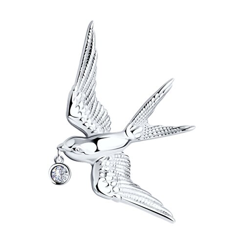 брошь из серебра с фианитом